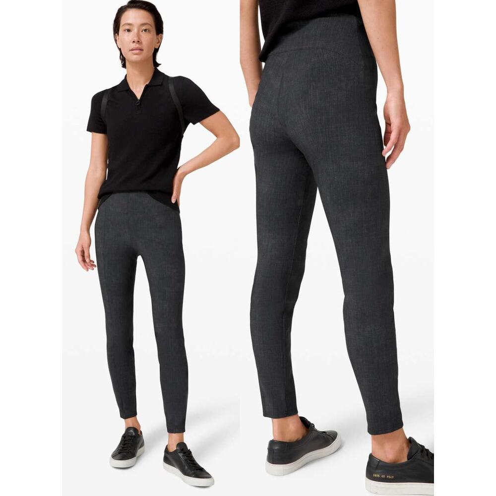 LULULEMON Here to There High-Rise 7/8 Pant Sz 6 Crosshatch Texture Black Multi